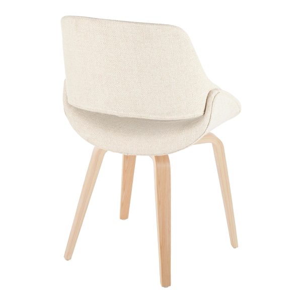 Fabrico Mid Century Modern Natural Wood Cream Accent Chairs Set of 2 3
