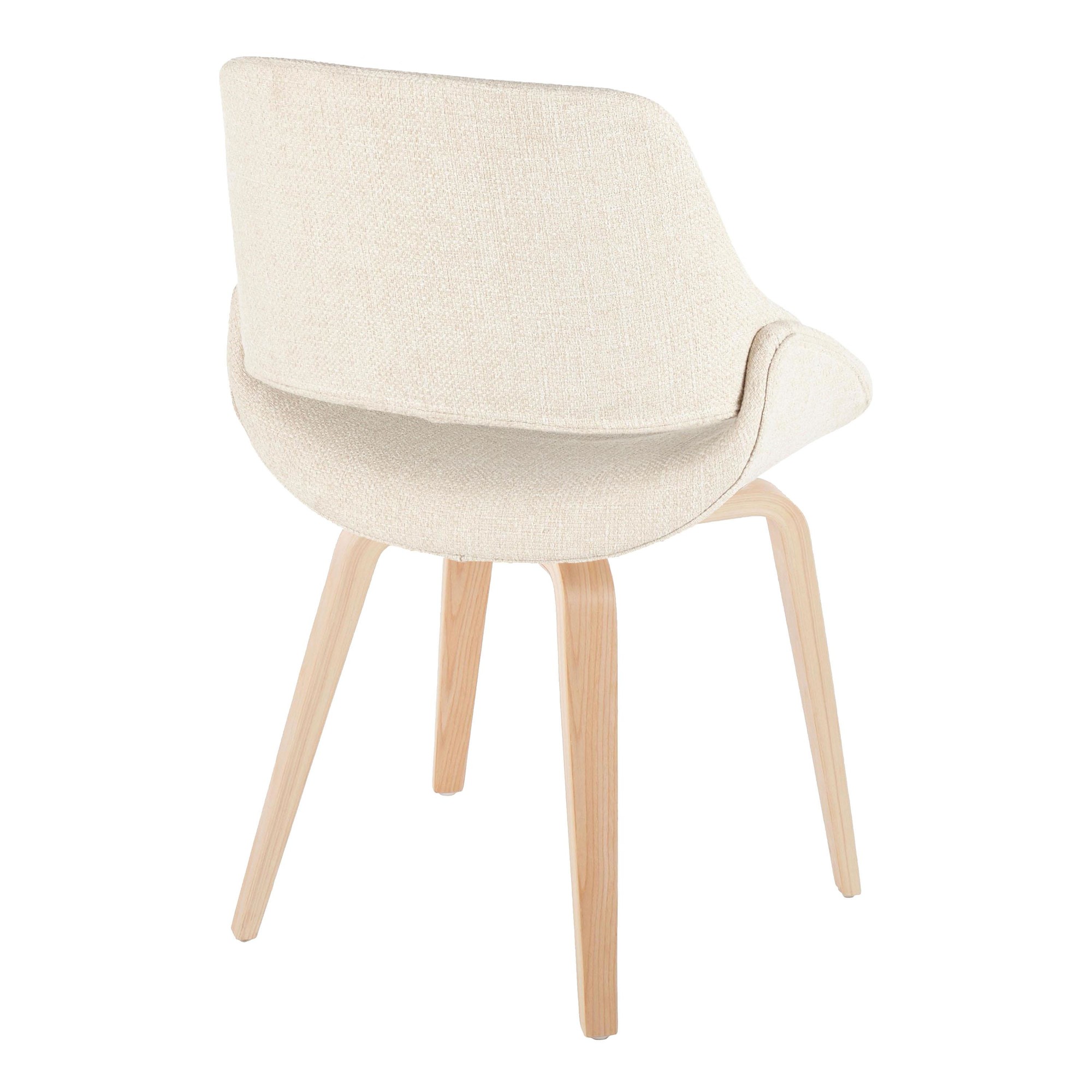 Fabrico Mid-Century Modern Natural Wood Cream Accent Chairs (Set of 2) 4 Fabrico Mid-Century Modern Natural Wood Cream Accent Chairs (Set of 2) - Image 4