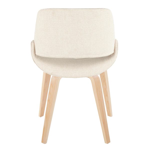 Fabrico Mid Century Modern Natural Wood Cream Accent Chairs Set of 2 4
