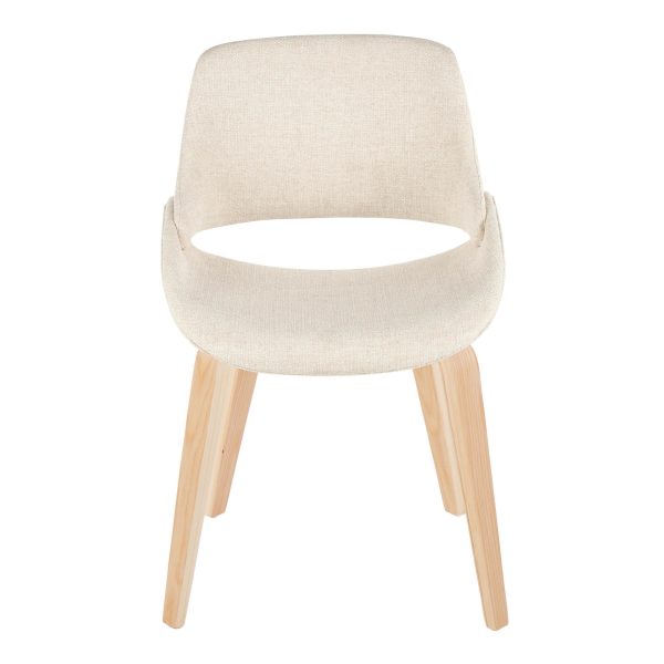 Fabrico Mid Century Modern Natural Wood Cream Accent Chairs Set of 2 5