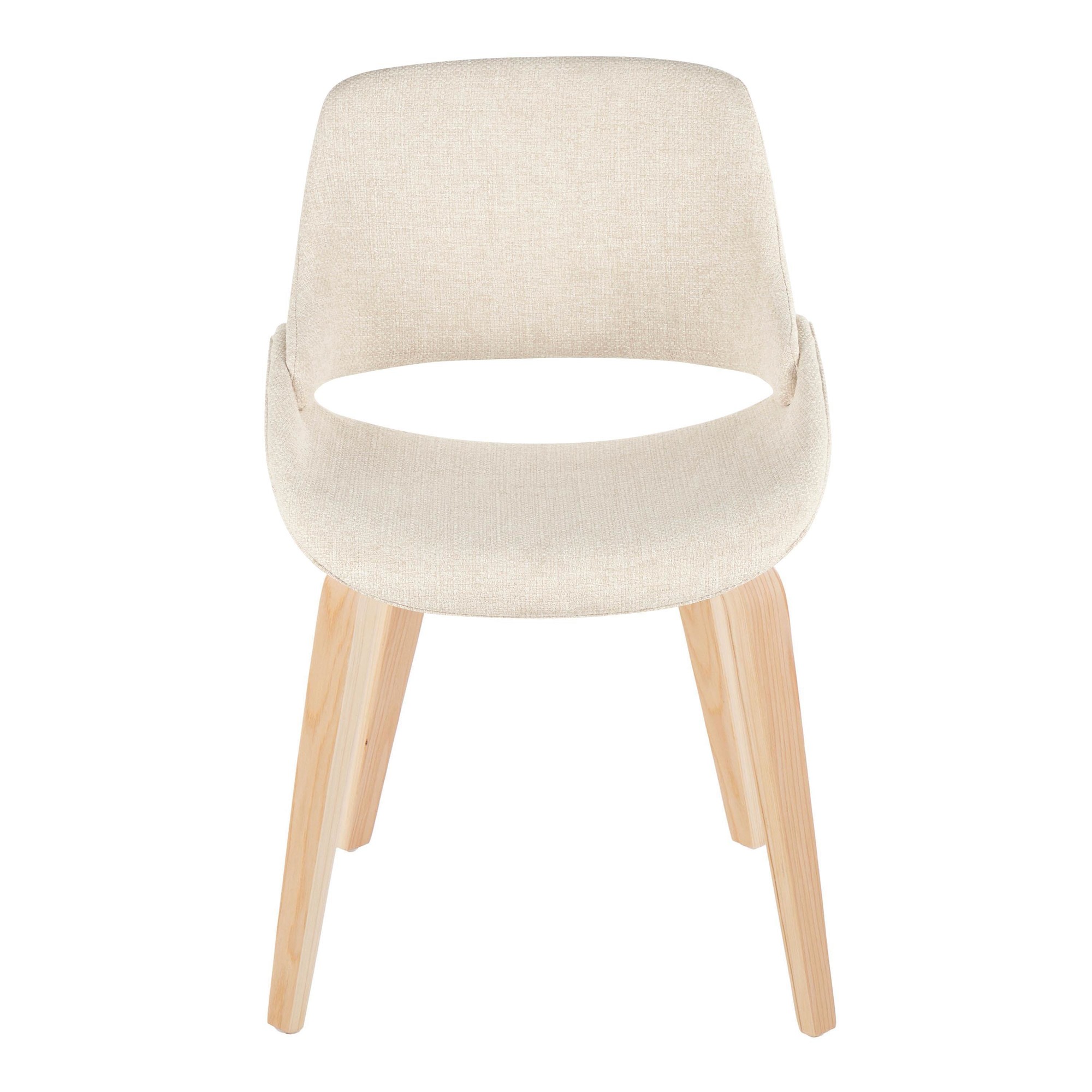 Fabrico Mid-Century Modern Natural Wood Cream Accent Chairs (Set of 2) 6 Fabrico Mid-Century Modern Natural Wood Cream Accent Chairs (Set of 2) - Image 6