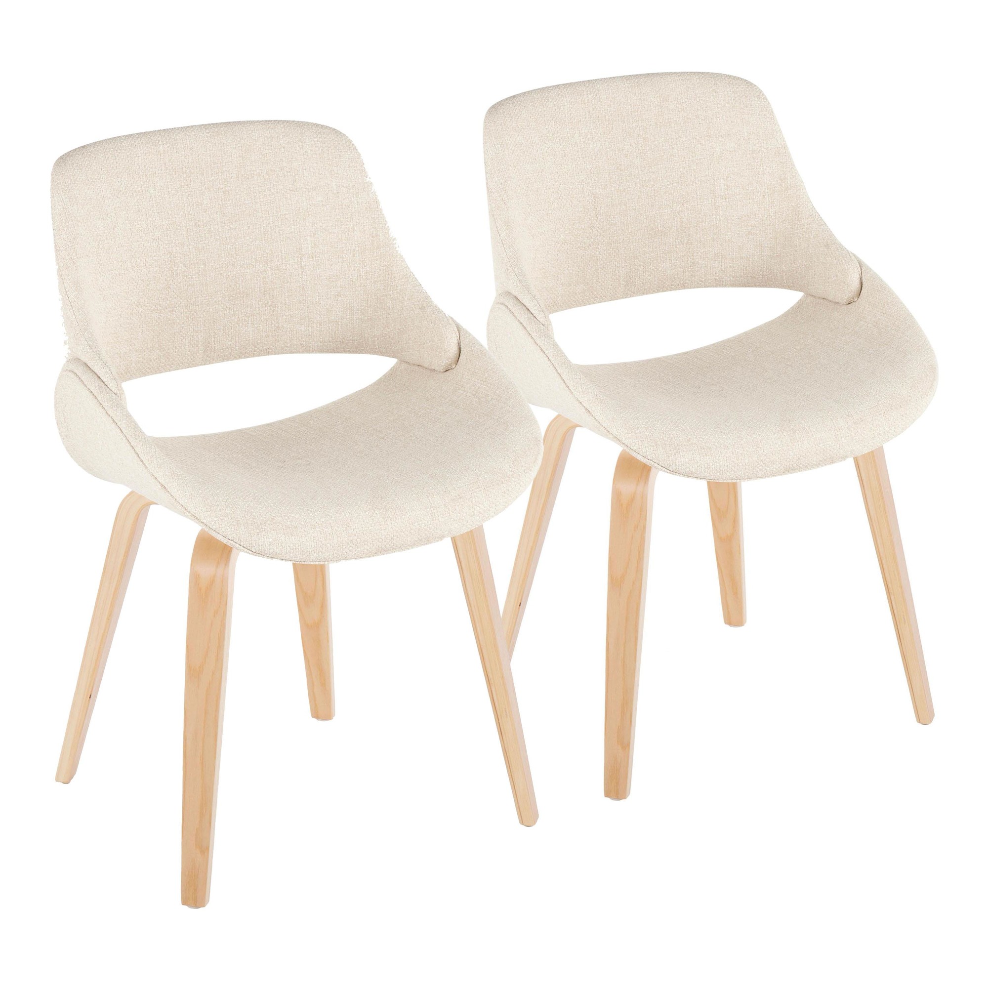 Fabrico Mid-Century Modern Natural Wood Cream Accent Chairs (Set of 2) 1 Fabrico Mid-Century Modern Natural Wood Cream Accent Chairs (Set of 2)