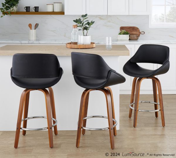Fabrico Mid Century Modern Swivel Counter Stools Black Set of 2 Set of 2 1