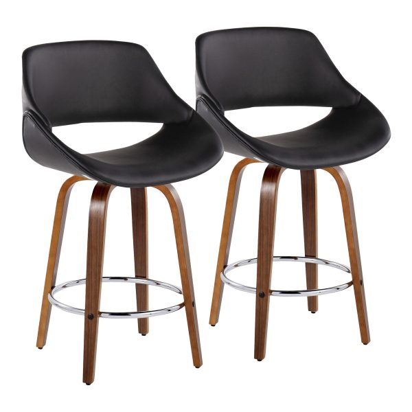 Fabrico Mid Century Modern Swivel Counter Stools Black Set of 2 Set of 2 2