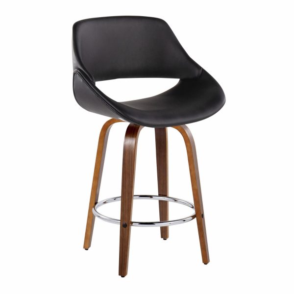 Fabrico Mid Century Modern Swivel Counter Stools Black Set of 2 Set of 2 3