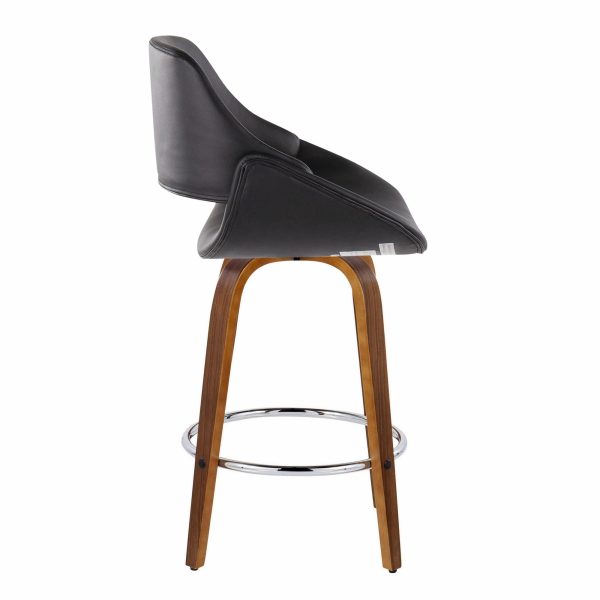 Fabrico Mid Century Modern Swivel Counter Stools Black Set of 2 Set of 2 4