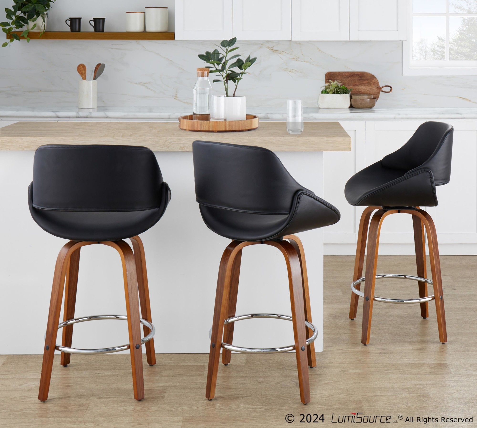 Fabrico Mid-Century Modern Swivel Counter Stools Black (Set of 2) (Set of 2) 1 Fabrico Mid-Century Modern Swivel Counter Stools Black (Set of 2) (Set of 2)