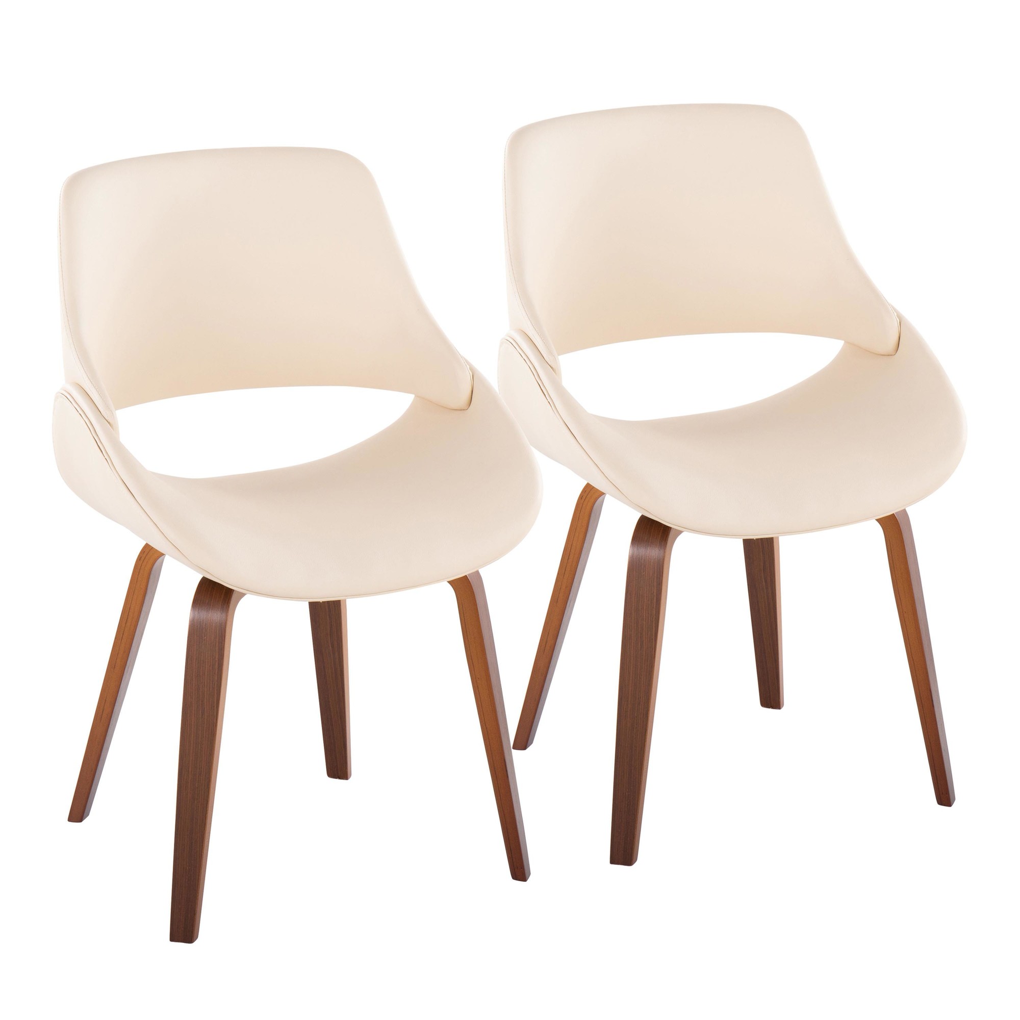 Fabrico Mid-Century Walnut Cream Accent Chairs (Set of 2) 4 Fabrico Mid-Century Walnut Cream Accent Chairs (Set of 2) - Image 4