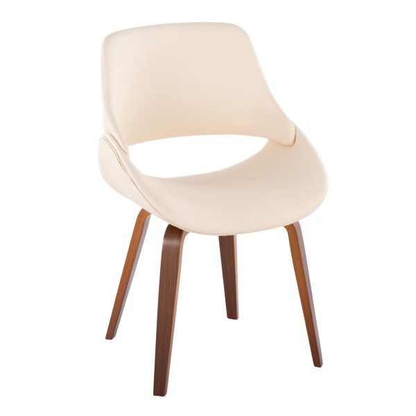 Fabrico Mid Century Walnut Cream Accent Chairs Set of 2 4