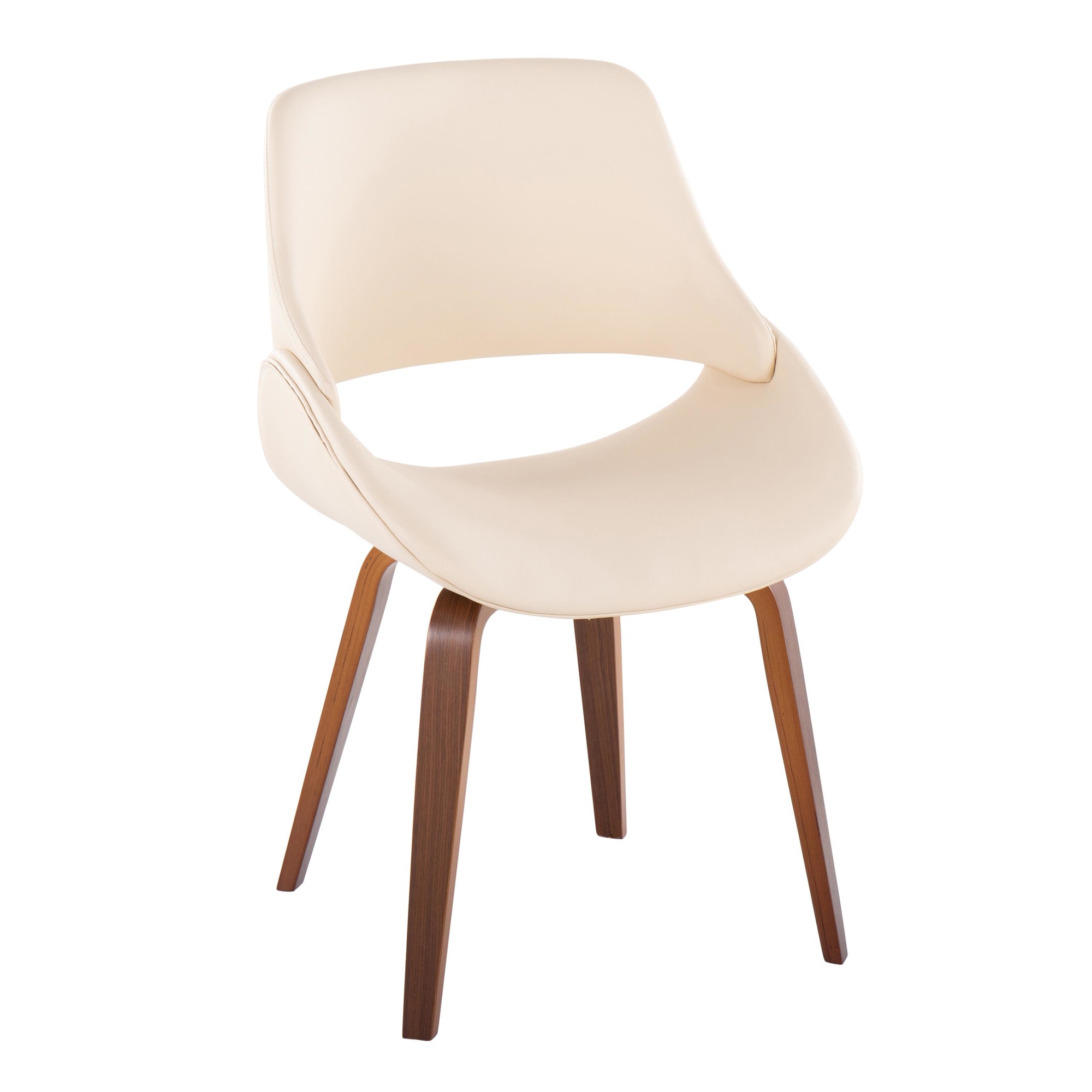 Fabrico Mid-Century Walnut Cream Accent Chairs (Set of 2) 5 Fabrico Mid-Century Walnut Cream Accent Chairs (Set of 2) - Image 5