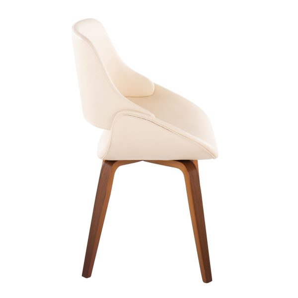 Fabrico Mid Century Walnut Cream Accent Chairs Set of 2 5