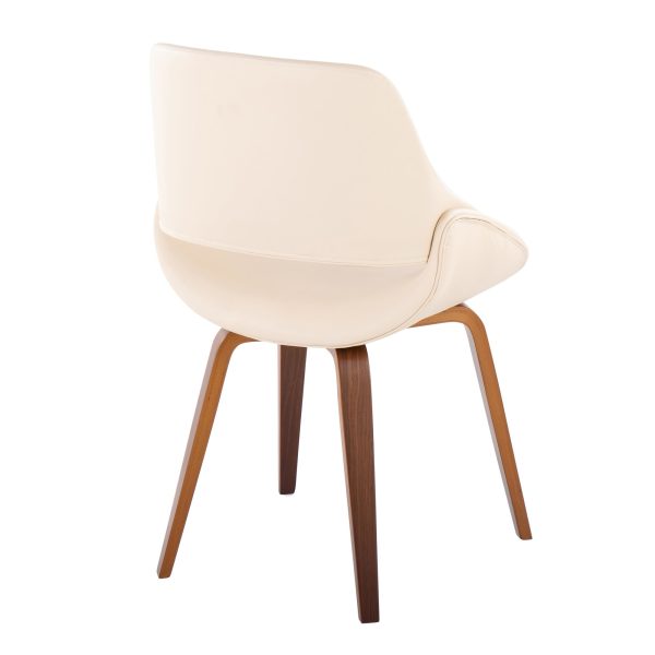 Fabrico Mid Century Walnut Cream Accent Chairs Set of 2 6