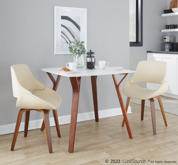 Fabrico Mid Century Walnut Cream Accent Chairs Set of 2