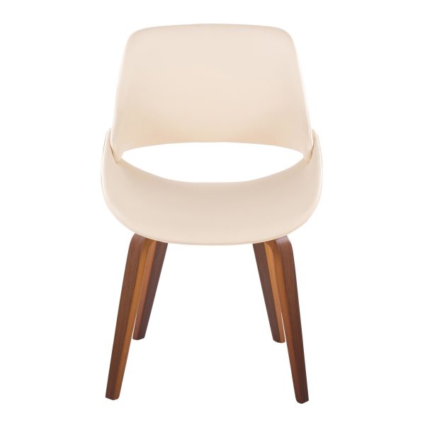 Fabrico Mid Century Walnut Cream Accent Chairs Set of 2 8