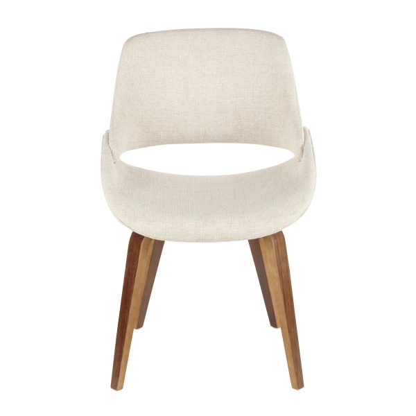 Fabrico Mid Century Walnut Cream Accent Chairs Set of 2 9