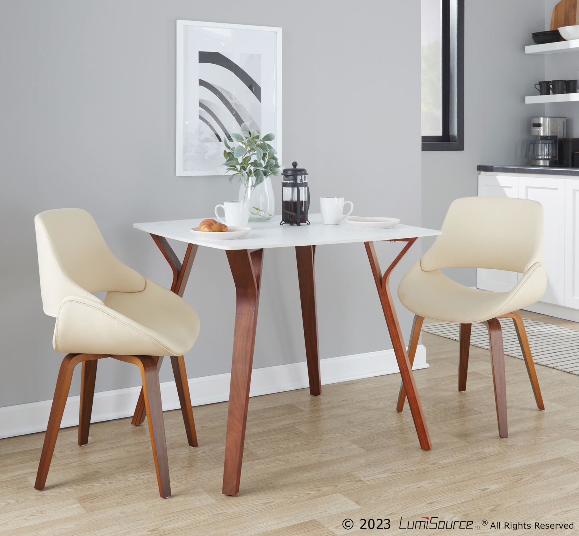 Fabrico Mid-Century Walnut Cream Accent Chairs (Set of 2) 1 Fabrico Mid-Century Walnut Cream Accent Chairs (Set of 2)