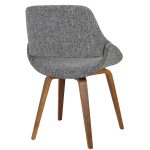 Fabrico Walnut Grey Mid-Century Modern Dining Chairs (Set of 2)