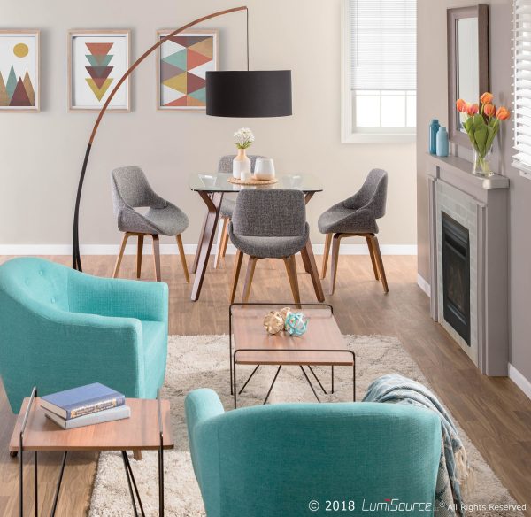 Fabrico Walnut Grey Mid Century Modern Dining Chairs Set of 2 2