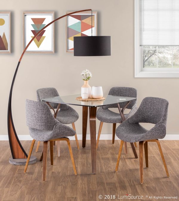 Fabrico Walnut Grey Mid Century Modern Dining Chairs Set of 2 3