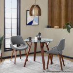 Fabrico Walnut Grey Mid-Century Modern Dining Chairs (Set of 2)