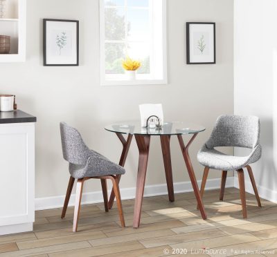 Fabrico Walnut Grey Mid-Century Modern Dining Chairs (Set of 2)