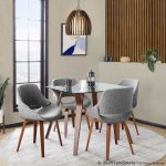 Fabrico Walnut Grey Mid-Century Modern Dining Chairs (Set of 2)