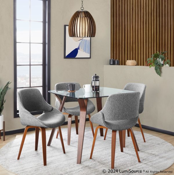 Fabrico Walnut Grey Mid Century Modern Dining Chairs Set of 2 5