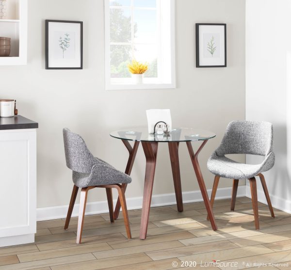 Fabrico Walnut Grey Mid Century Modern Dining Chairs Set of 2