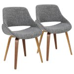 Fabrico Walnut Grey Mid-Century Modern Dining Chairs (Set of 2)