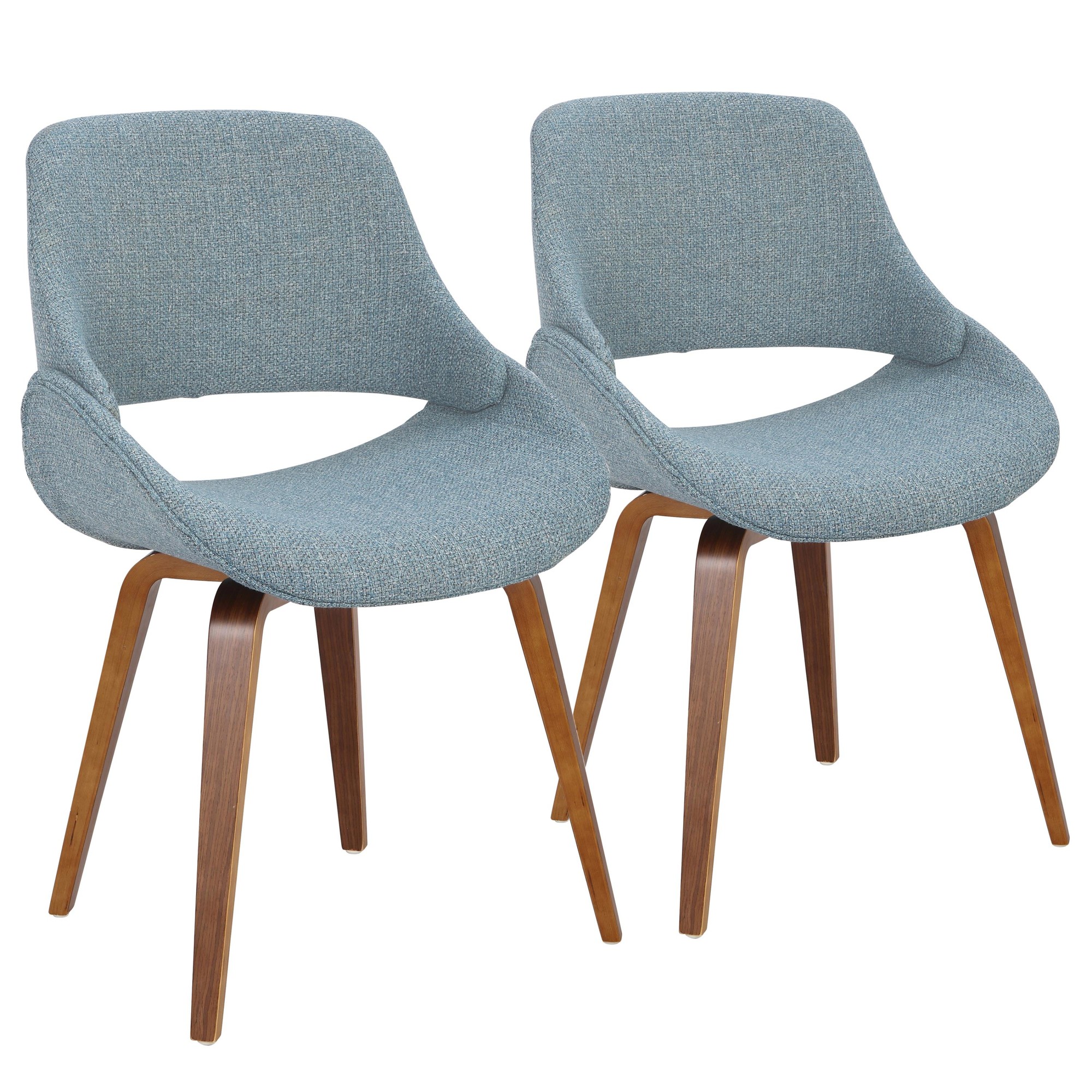 Fabrico Walnut and Blue Mid-Century Modern Accent Chairs (Set of 2) 7 Fabrico Walnut and Blue Mid-Century Modern Accent Chairs (Set of 2) - Image 7