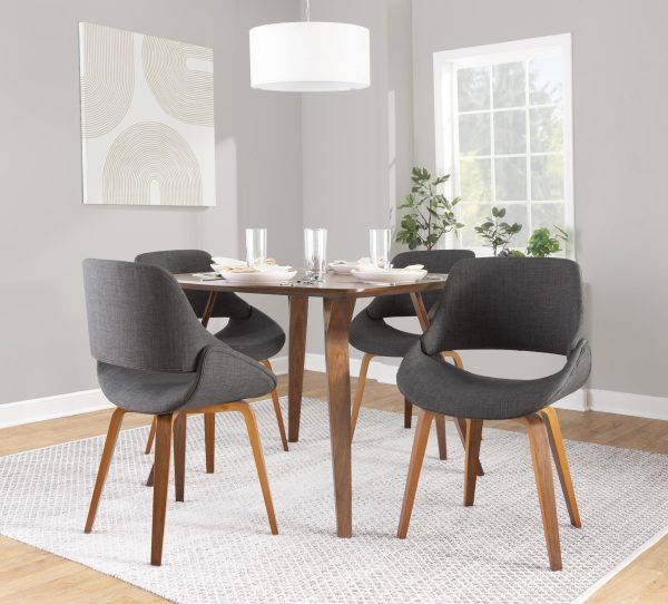 Fabrico Walnut and Charcoal Mid Century Modern Accent Chairs Set of 2 1