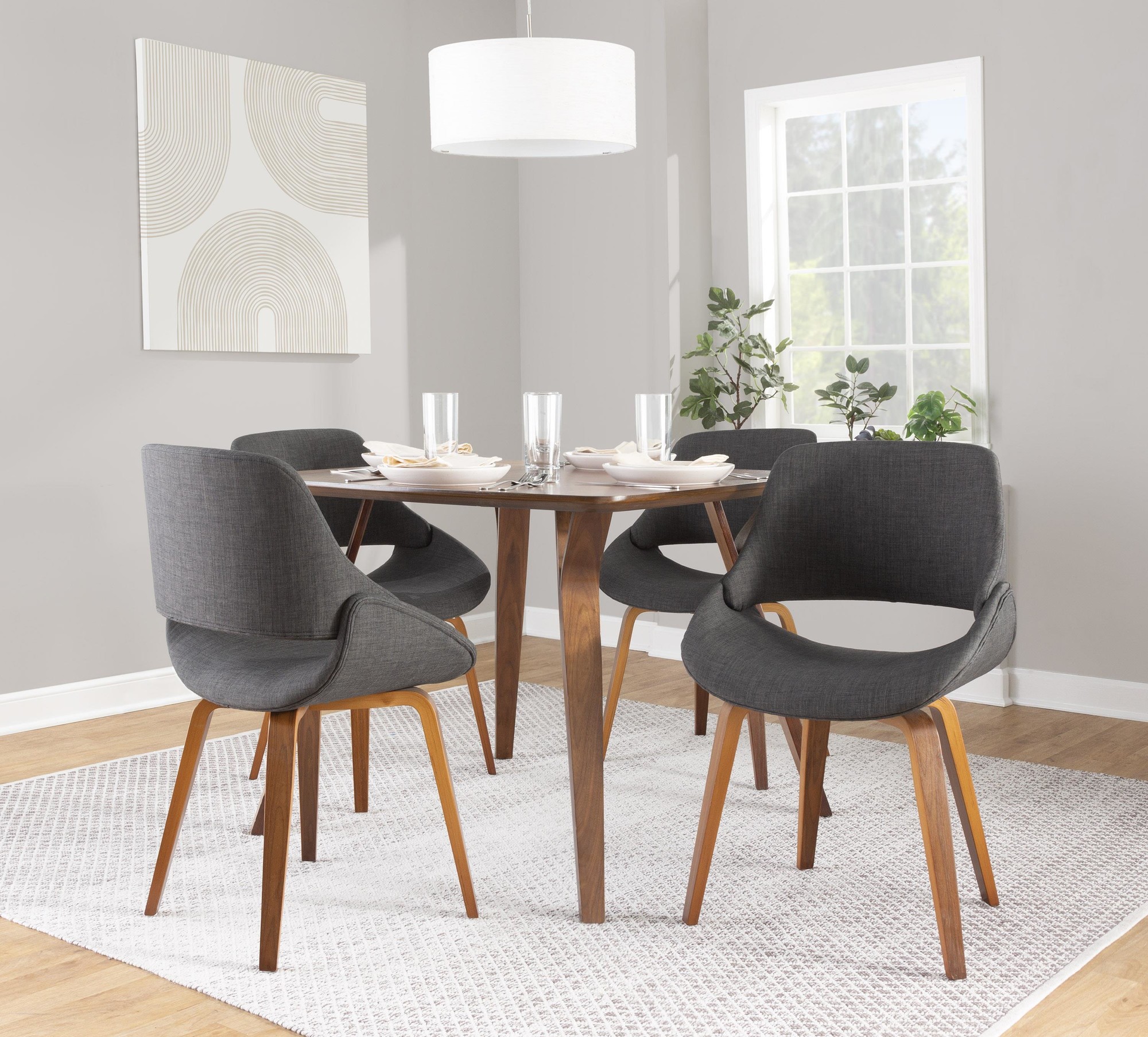 Fabrico Walnut and Charcoal Mid-Century Modern Accent Chairs (Set of 2) 2 Fabrico Walnut and Charcoal Mid-Century Modern Accent Chairs (Set of 2) - Image 2