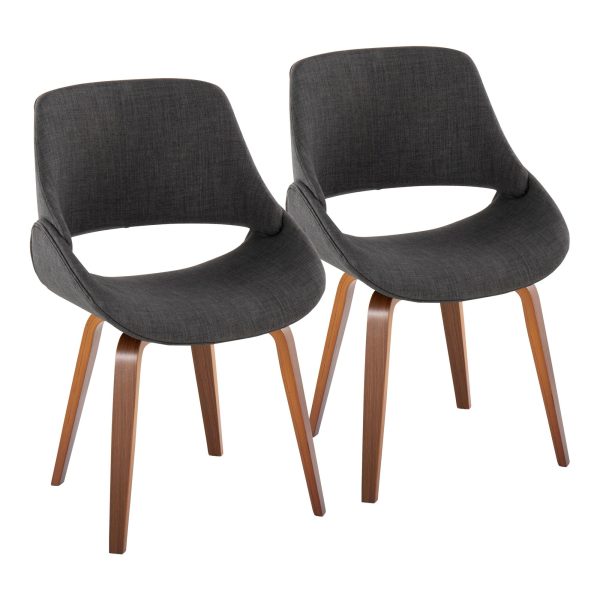 Fabrico Walnut and Charcoal Mid Century Modern Accent Chairs Set of 2 2