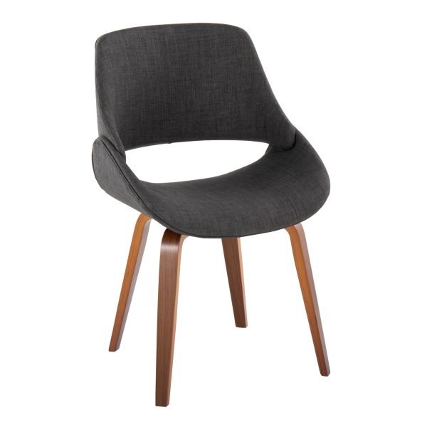 Fabrico Walnut and Charcoal Mid Century Modern Accent Chairs Set of 2 3