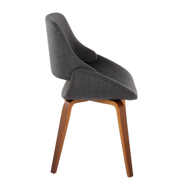 Fabrico Walnut and Charcoal Mid Century Modern Accent Chairs Set of 2 4