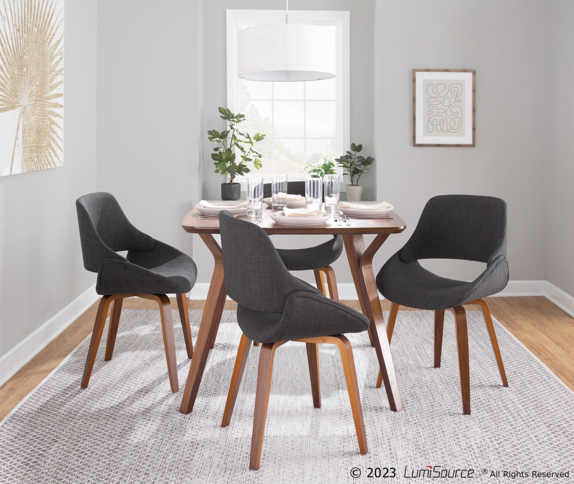 Fabrico Walnut and Charcoal Mid-Century Modern Accent Chairs (Set of 2) 1 Fabrico Walnut and Charcoal Mid-Century Modern Accent Chairs (Set of 2)