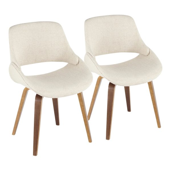 Fabrico Walnut and Cream Mid Century Modern Accent Chairs Set of 2 4