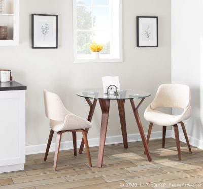 Fabrico Walnut and Cream Mid-Century Modern Accent Chairs (Set of 2)
