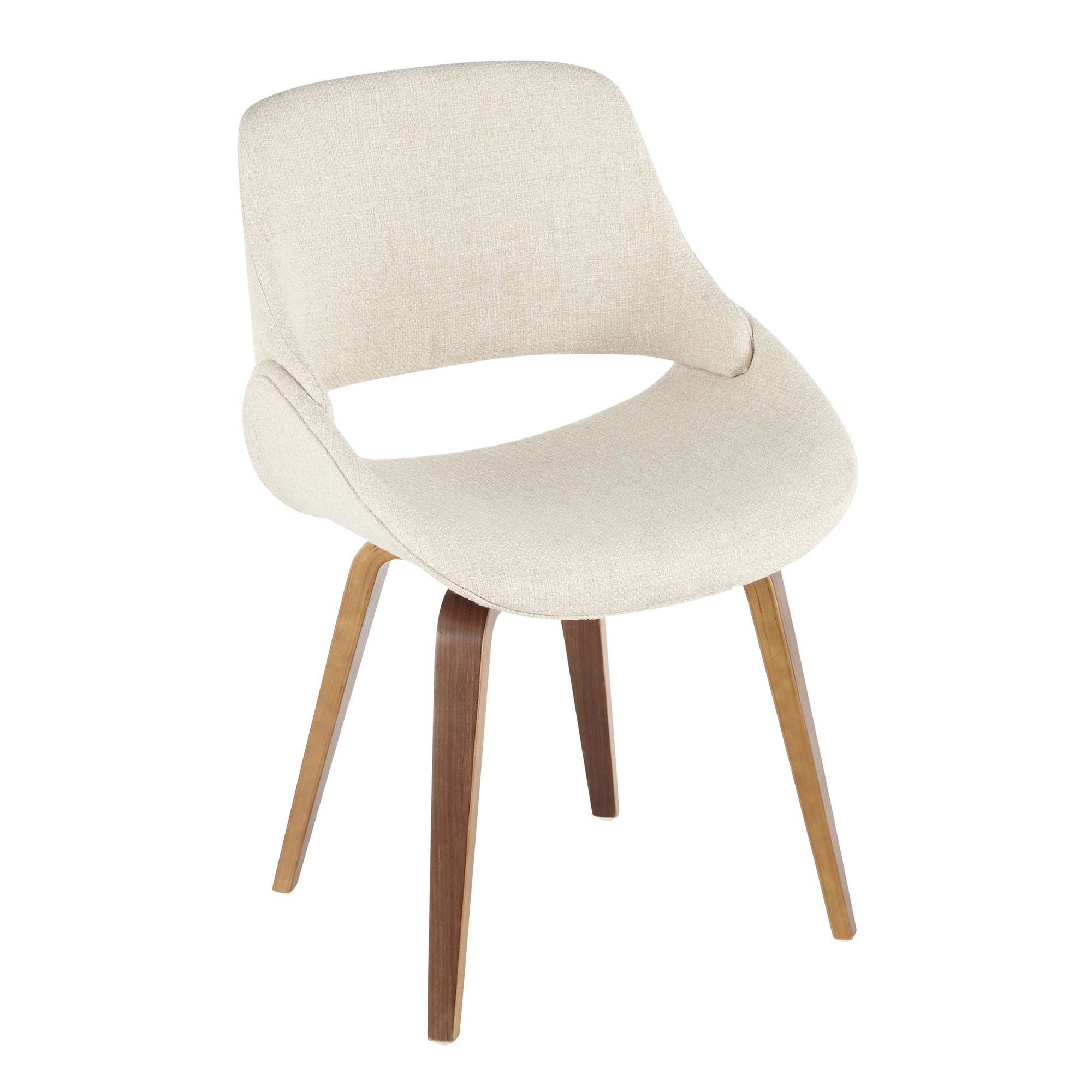 Fabrico Walnut and Cream Mid-Century Modern Accent Chairs (Set of 2) 6 Fabrico Walnut and Cream Mid-Century Modern Accent Chairs (Set of 2) - Image 6