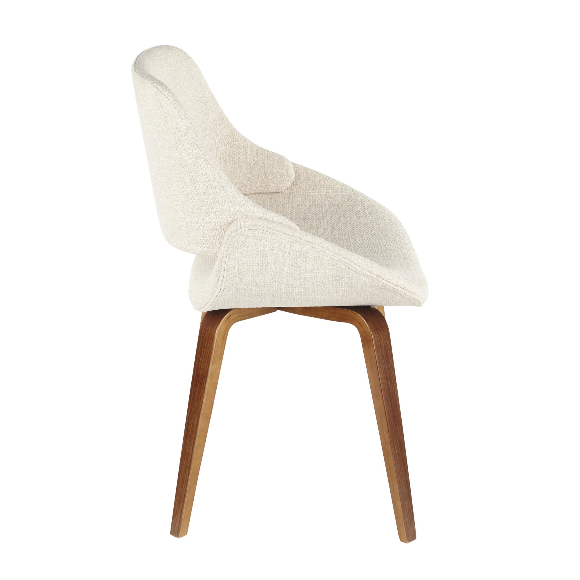 Fabrico Walnut and Cream Mid-Century Modern Accent Chairs (Set of 2) 7 Fabrico Walnut and Cream Mid-Century Modern Accent Chairs (Set of 2) - Image 7