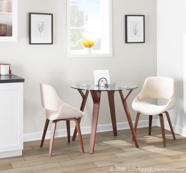 Fabrico Walnut and Cream Mid Century Modern Accent Chairs Set of 2