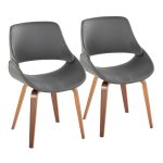 Fabrico Walnut and Grey Faux Leather Mid-Century Chairs (Set of 2) 13 Fabrico Walnut and Grey Faux Leather Mid-Century Chairs (Set of 2)