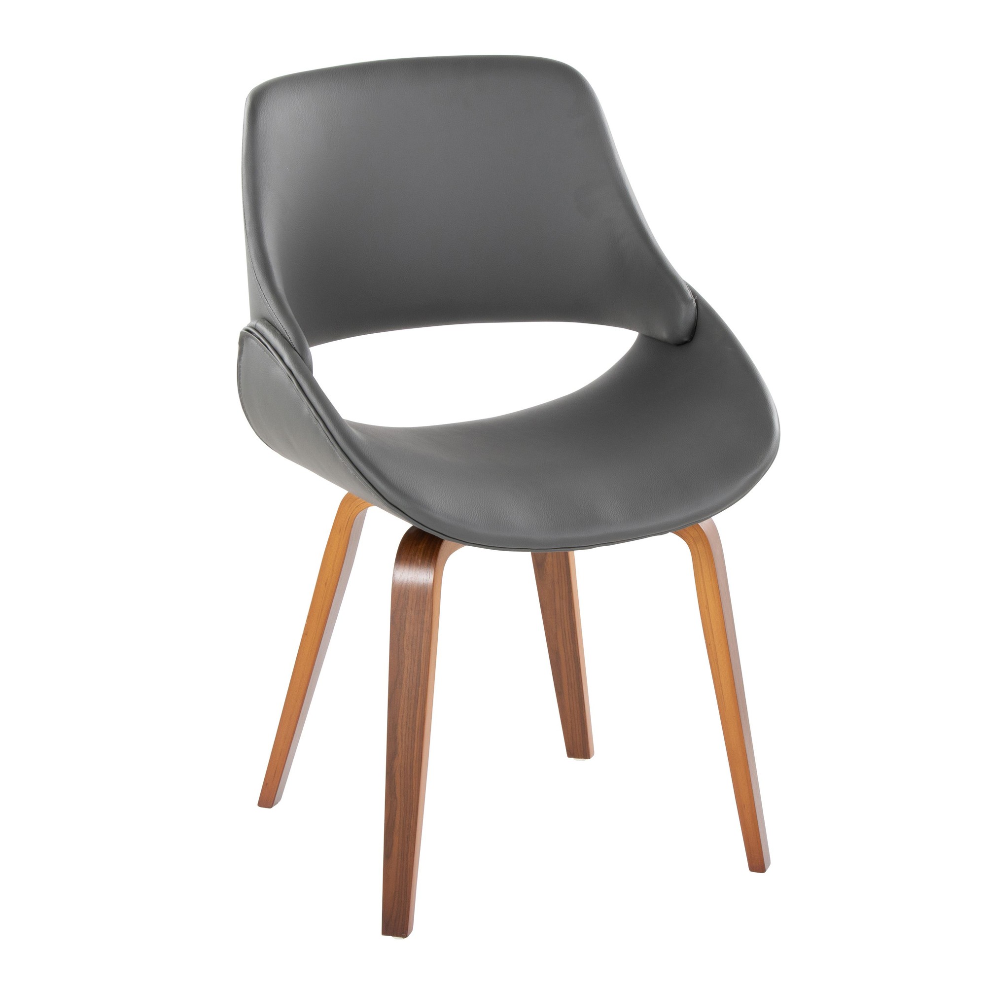 Fabrico Walnut and Grey Faux Leather Mid-Century Chairs (Set of 2) 4 Fabrico Walnut and Grey Faux Leather Mid-Century Chairs (Set of 2) - Image 4