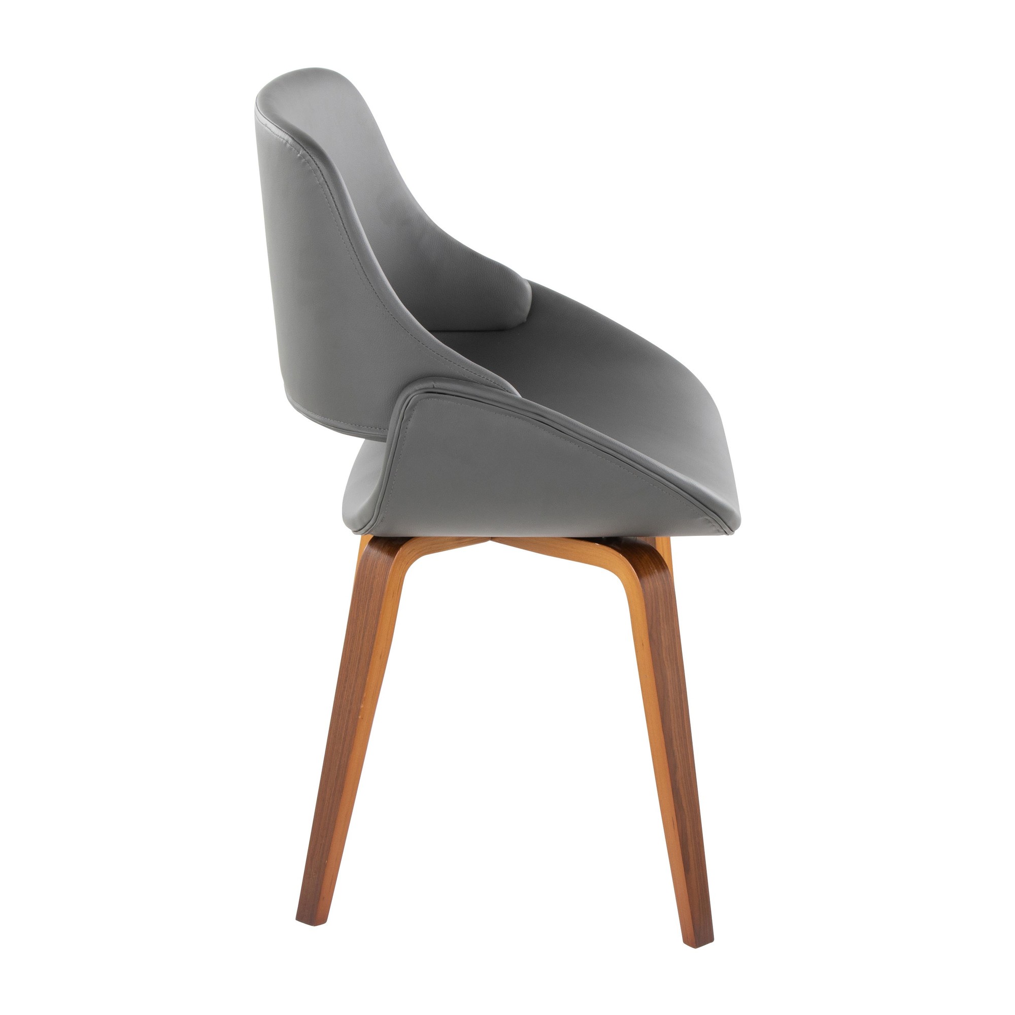 Fabrico Walnut and Grey Faux Leather Mid-Century Chairs (Set of 2) 5 Fabrico Walnut and Grey Faux Leather Mid-Century Chairs (Set of 2) - Image 5