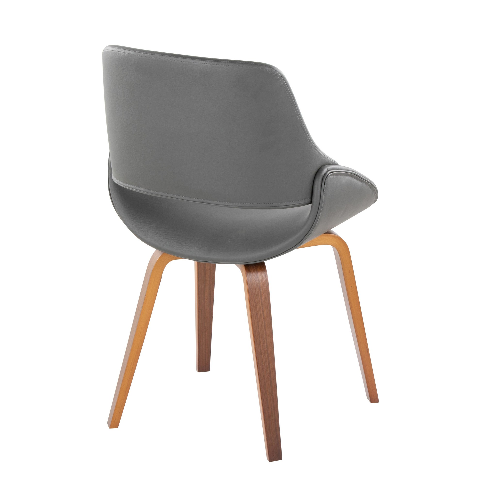 Fabrico Walnut and Grey Faux Leather Mid-Century Chairs (Set of 2) 6 Fabrico Walnut and Grey Faux Leather Mid-Century Chairs (Set of 2) - Image 6