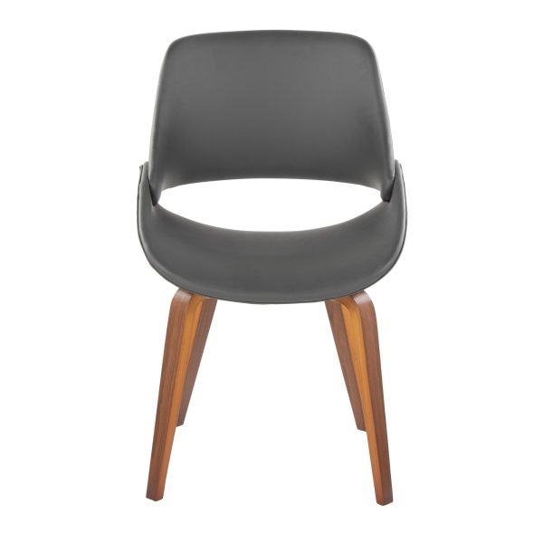 Fabrico Walnut and Grey Faux Leather Mid Century Chairs Set of 2 7