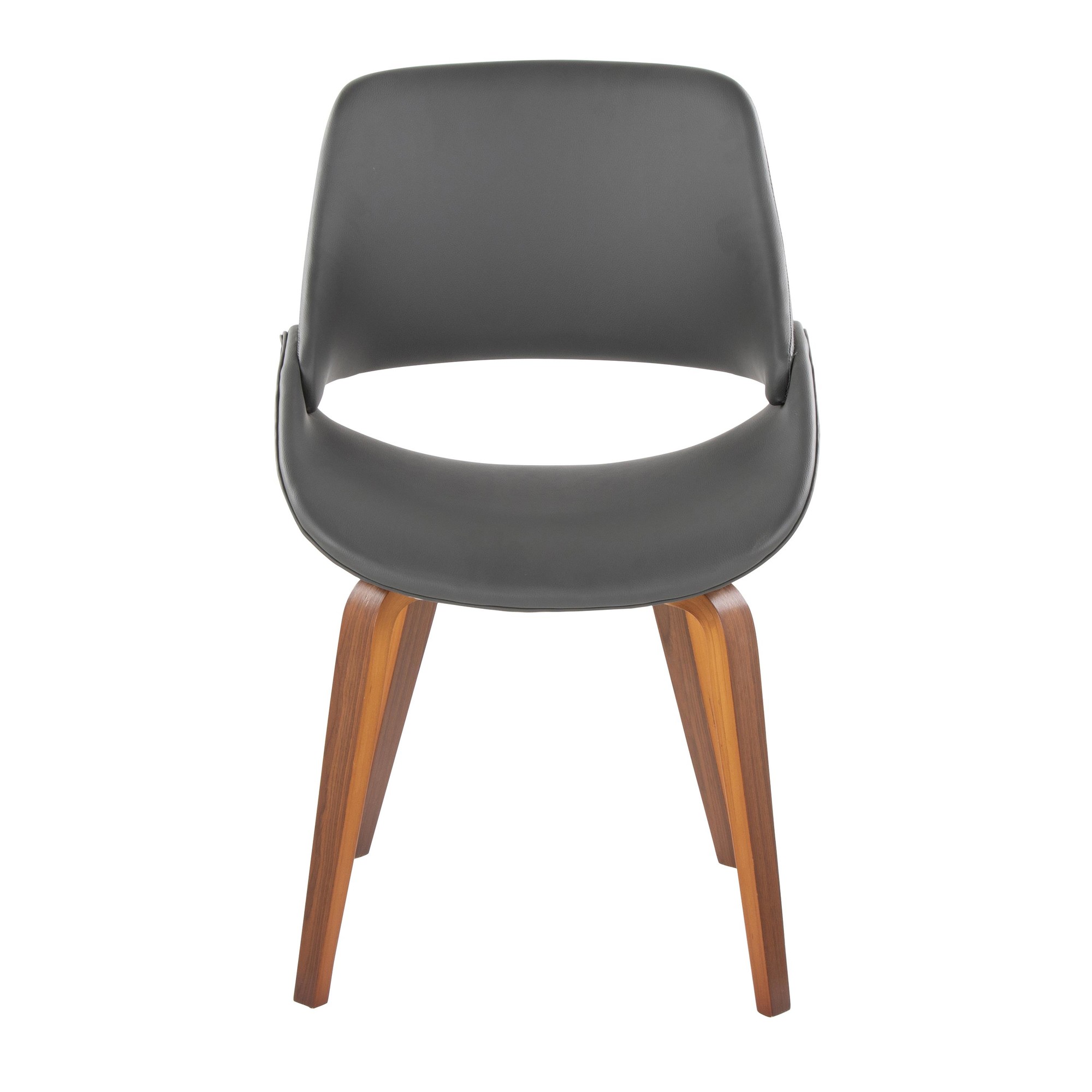 Fabrico Walnut and Grey Faux Leather Mid-Century Chairs (Set of 2) 8 Fabrico Walnut and Grey Faux Leather Mid-Century Chairs (Set of 2) - Image 8