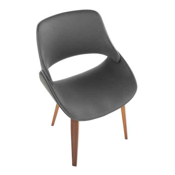 Fabrico Walnut and Grey Faux Leather Mid Century Chairs Set of 2 8