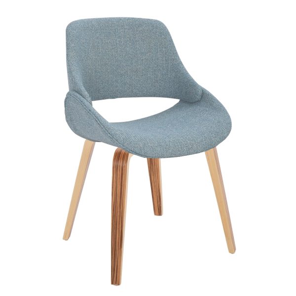 Fabrico Zebra Wood Blue Mid Century Modern Accent Chairs Set of 2 1