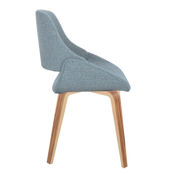 Fabrico Zebra Wood Blue Mid Century Modern Accent Chairs Set of 2 2
